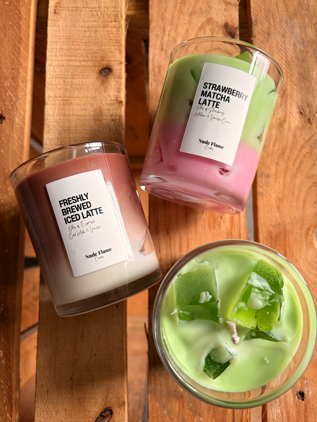 Strawberry Matcha and Iced Latte Candles Duo Bundle