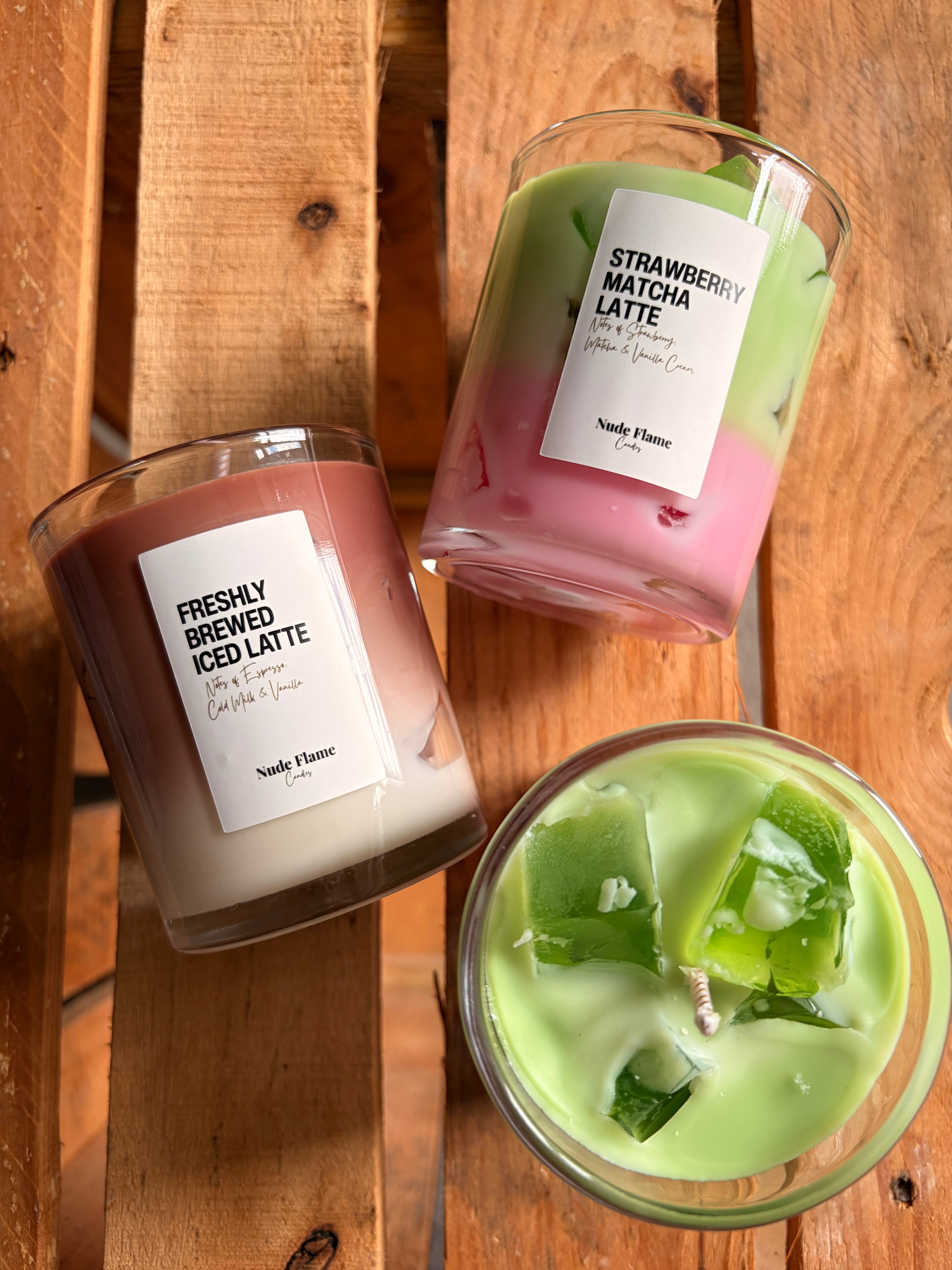 Strawberry Matcha and Iced Latte Candles Duo Bundle