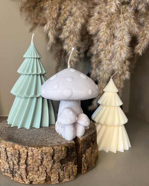 Medium Christmas Tree Candle 12cm | Cream Green | Christmas Home Decor Scented - Nude Flame Candles