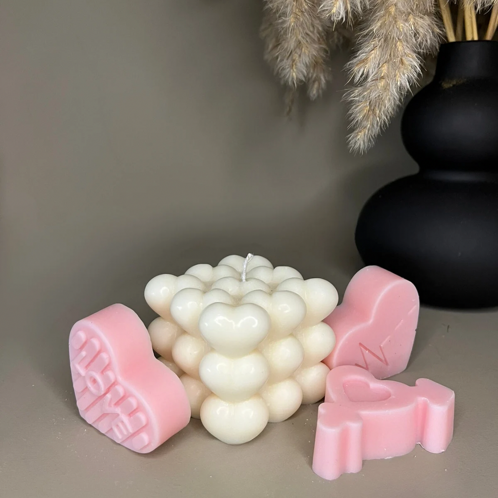 Valentines Luxury Love Heart Wax Melts Scent Inspired - Nude Flame Candles