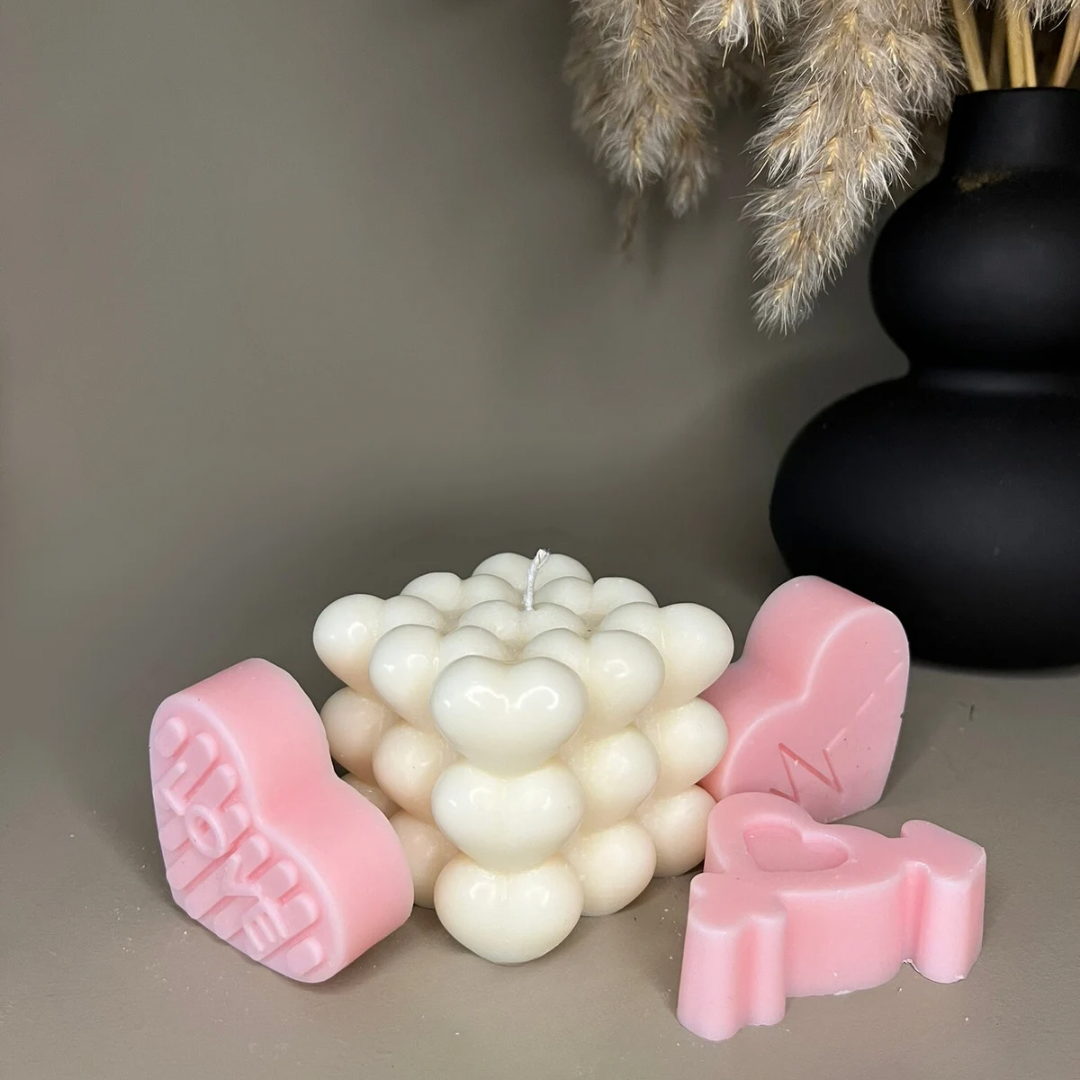 Valentines Luxury Love Heart Wax Melts Scent Inspired - Nude Flame Candles