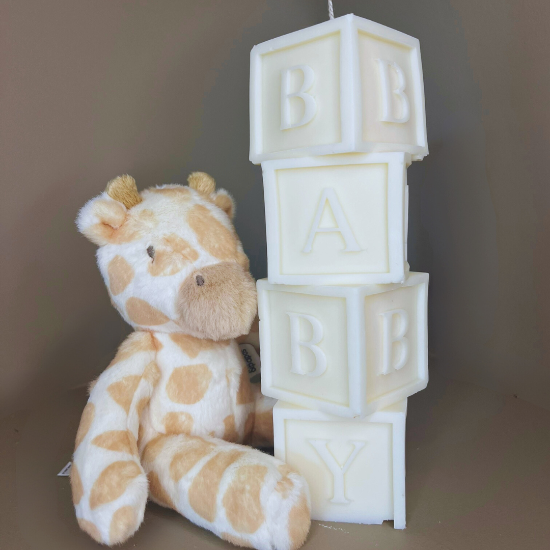 Baby Shower Blocks Soy Candle - Nude Flame Candles