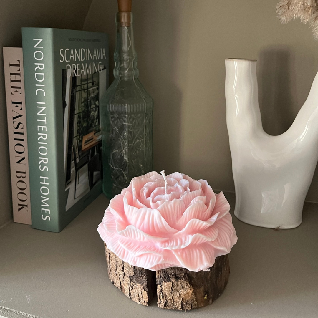 Large Peony 15cm Scented Soy Candle - Nude Flame Candles