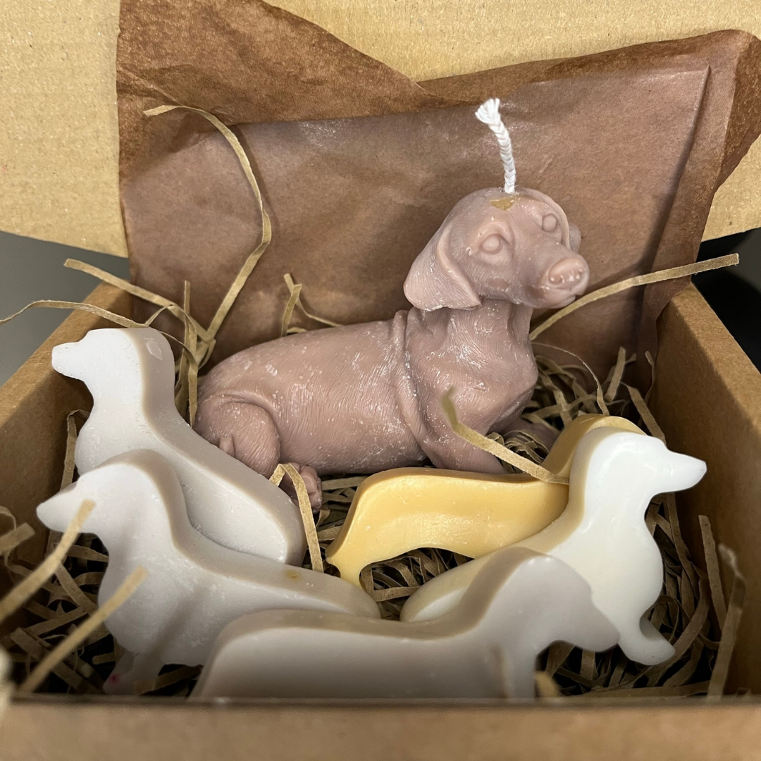 Miniature Dachshund Candle & Wax Melts Bundle - Nude Flame Candles