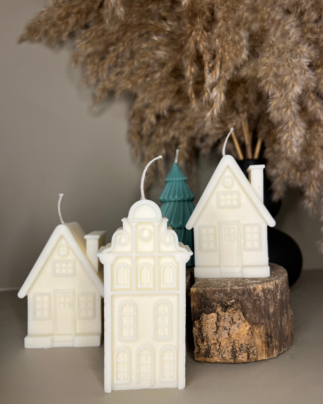 Scented Soy Wax House Home Duo: Christmas | House Warming | Home Decor | Aesthetic Neutral - Nude Flame Candles