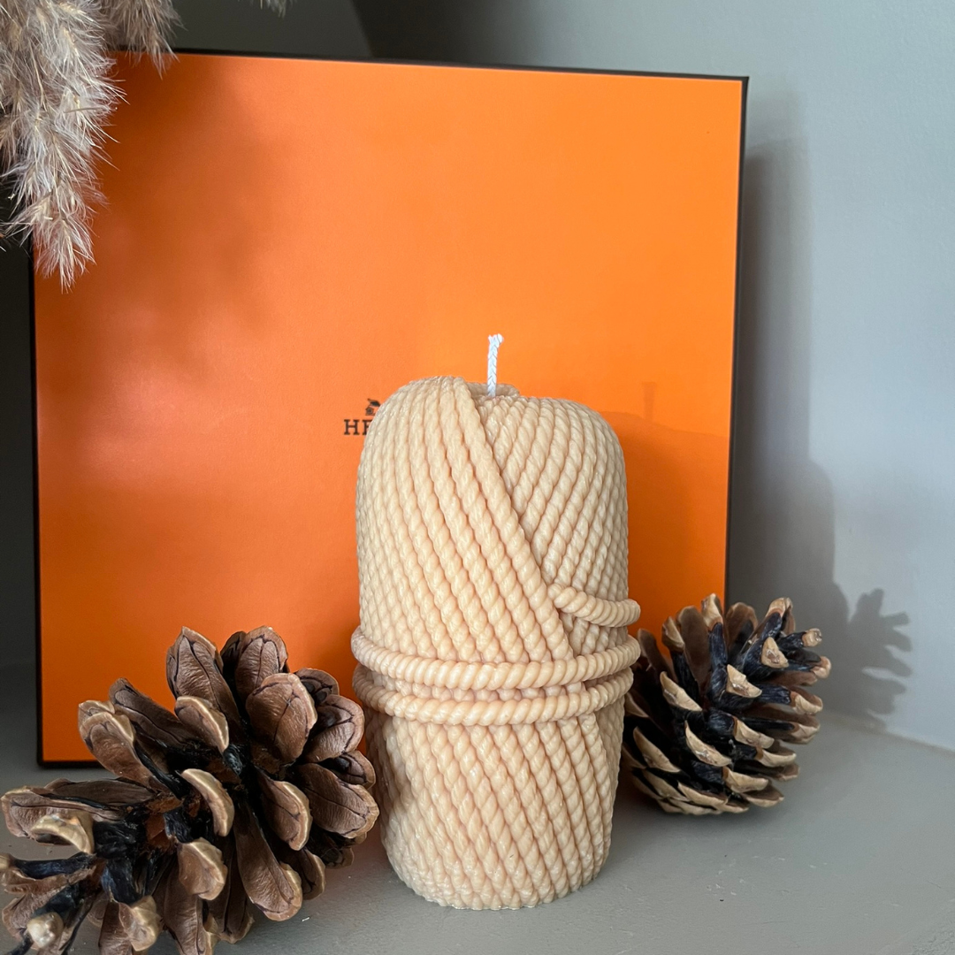 Tall Wick and Wool Scented Soy Candle - Nude Flame Candles