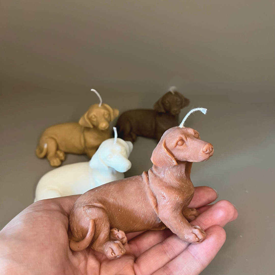 Miniature Dachshund Soy Scented Candle - Nude Flame Candles