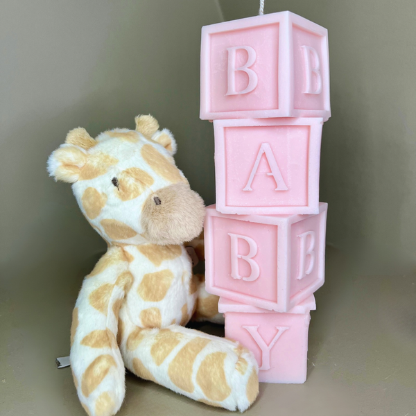 Baby Shower Blocks Soy Candle - Nude Flame Candles
