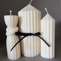 Ribbon Pillar Soy Candle Bundle - Nude Flame Candles