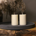 Miniature Pair of Pillars Soy Scented Candles Smooth/Textured 7.5cm - Nude Flame Candles