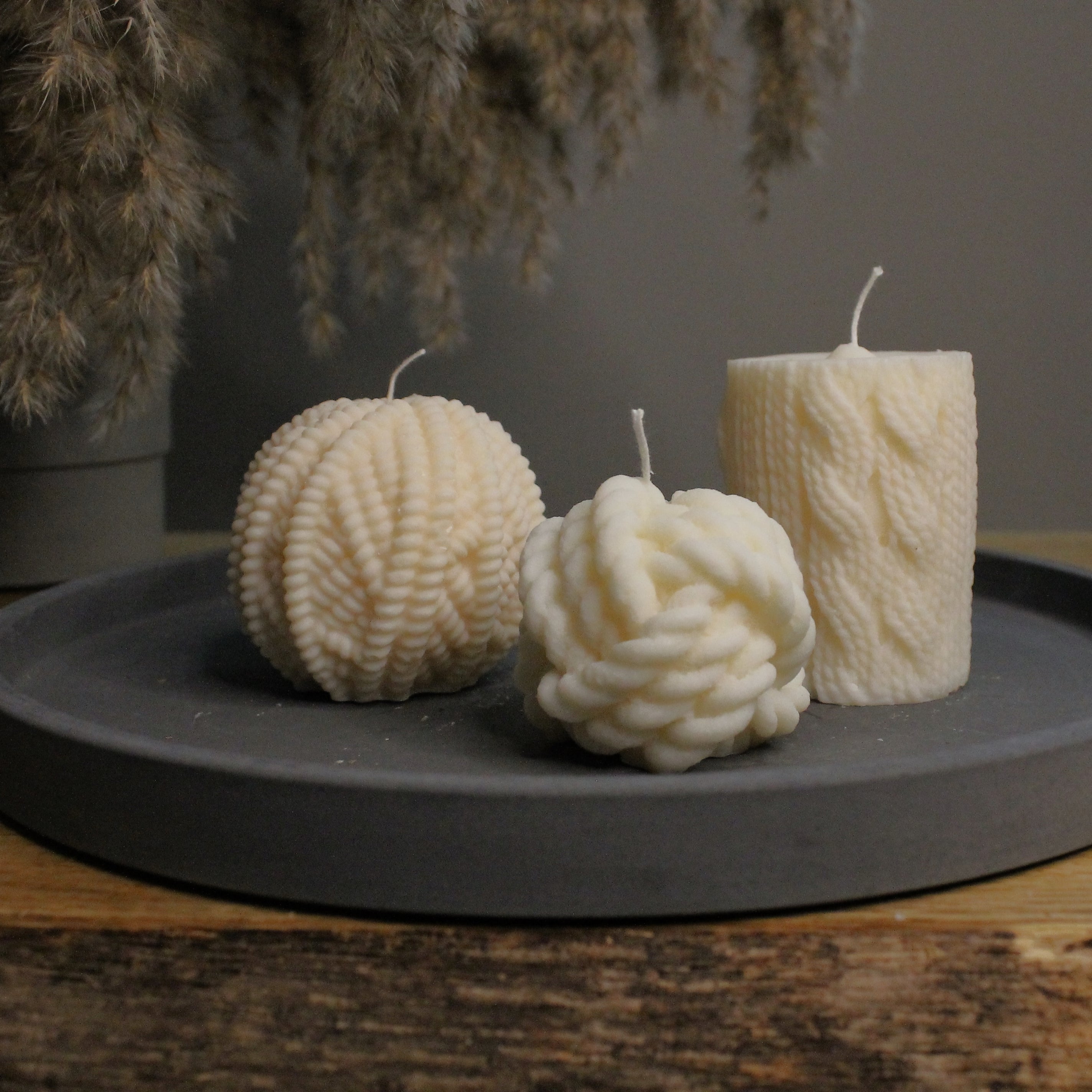 Knitted Bundle Package Three Scented Soy Candles - Nude Flame Candles