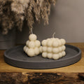 Double Trouble Bubbles Duo Scented Soy Vegan Candles Cream/Grey/Pink - Nude Flame Candles