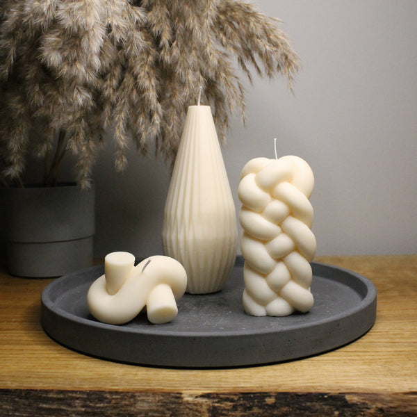 Twisted Pillar Scented Soy Candle - Nude Flame Candles