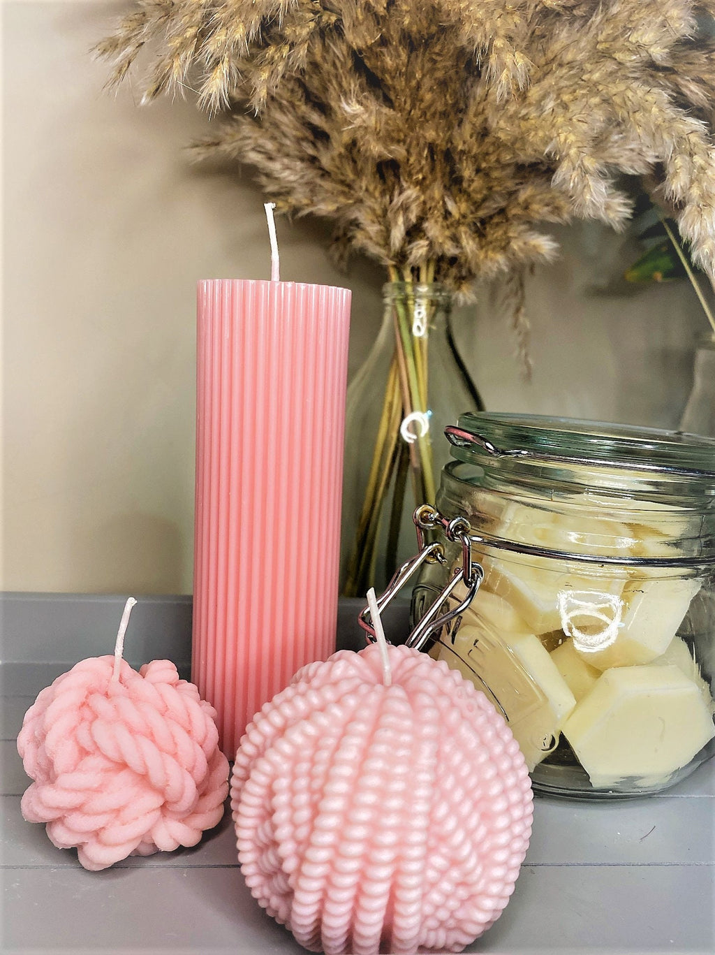 Pearl Knot Knitted Soy Candle 7.5cm - Nude Flame Candles