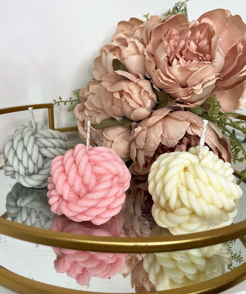Knit Knot Soy Scented Textured Candle 6cm - Nude Flame Candles