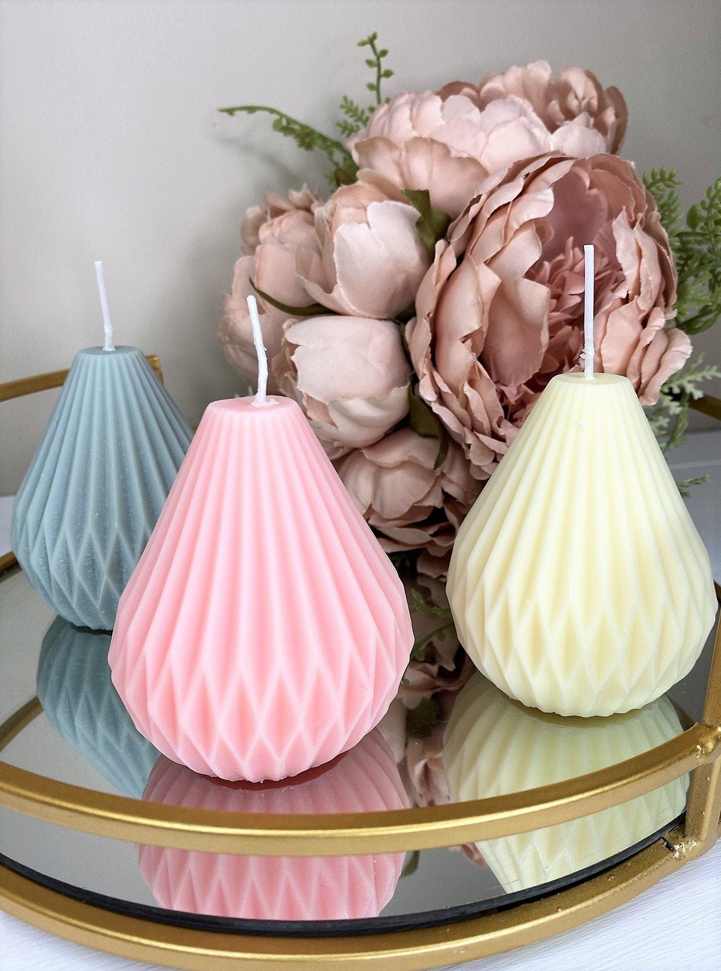 Peardrop Geometric Scented Soy Candle 8cm - Nude Flame Candles