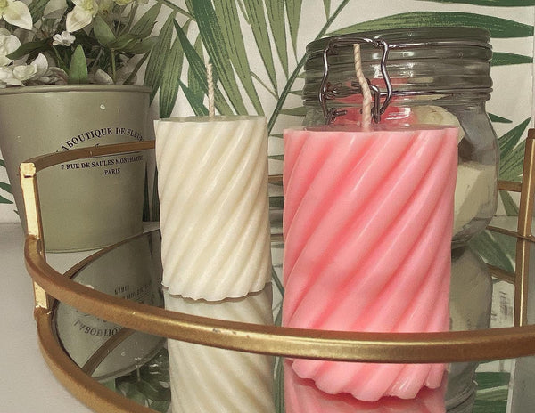 Twirl Pillar Scented Soy Candle 8cm - Nude Flame Candles
