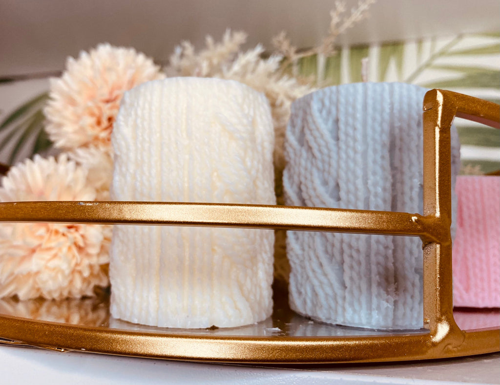 Chunky Knit Crochet Soy Candle 7cm - Nude Flame Candles