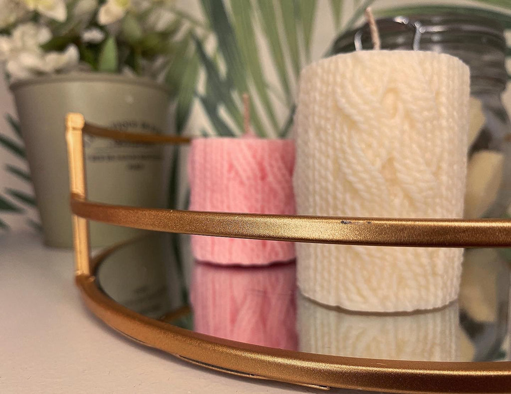 Chunky Knit Crochet Soy Candle 7cm - Nude Flame Candles