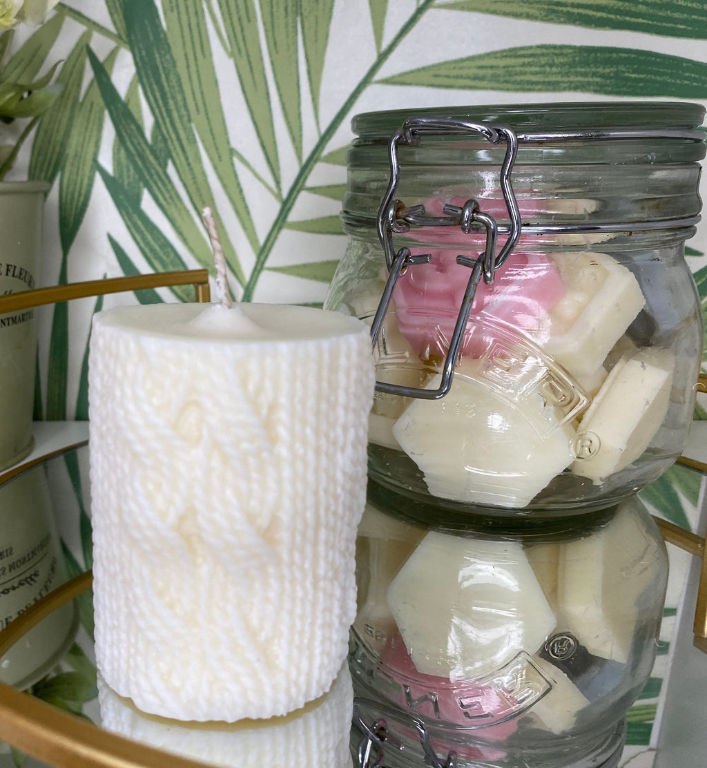 Chunky Knit Crochet Soy Candle 7cm - Nude Flame Candles