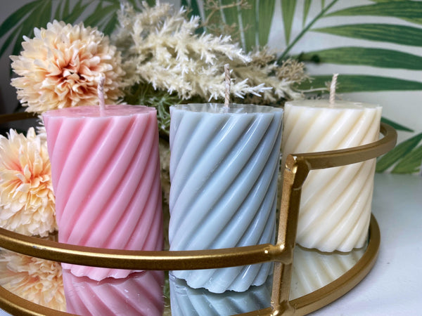 Twirl Pillar Scented Soy Candle 8cm - Nude Flame Candles