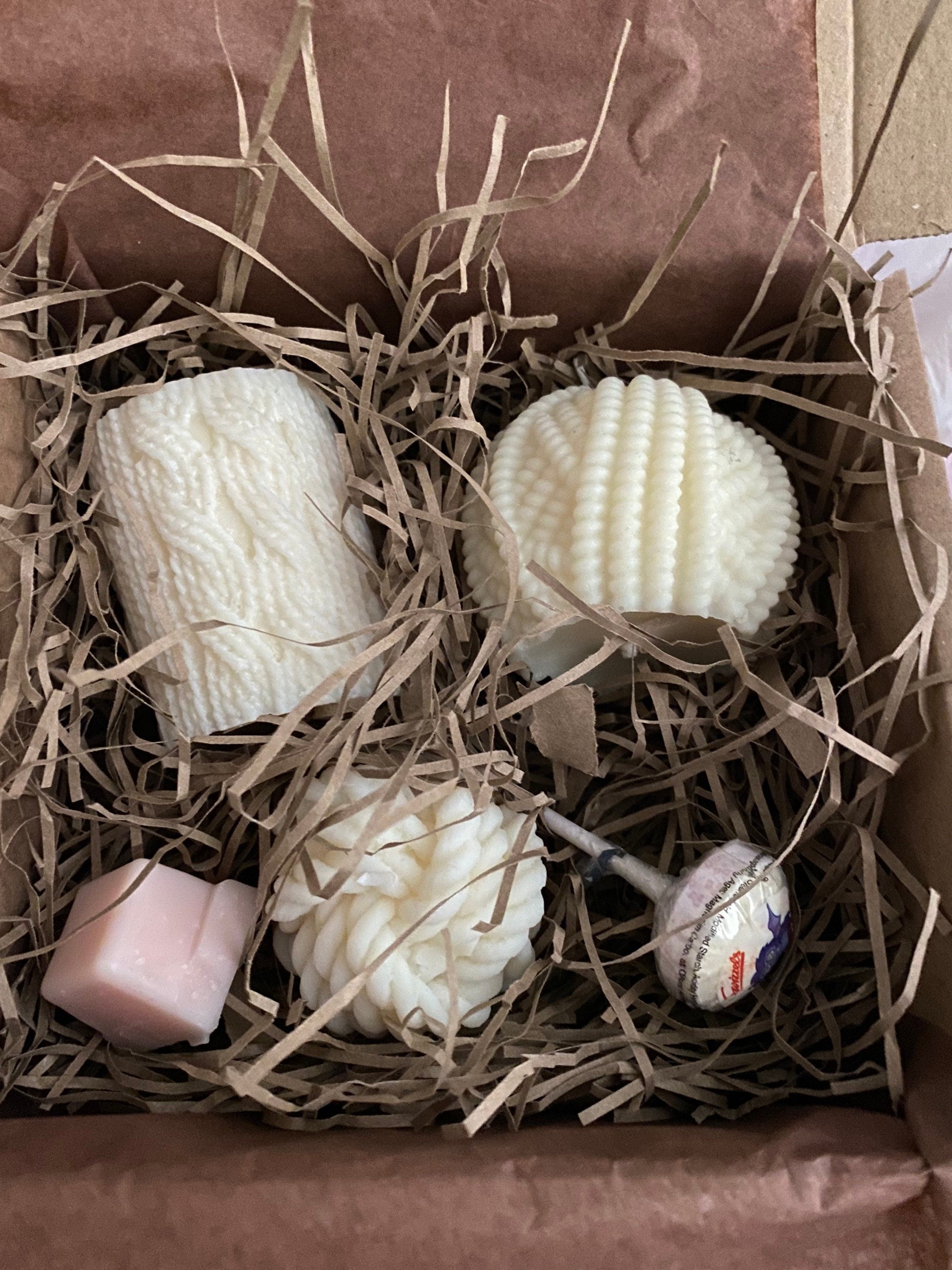 Knitted Bundle Package Three Scented Soy Candles - Nude Flame Candles