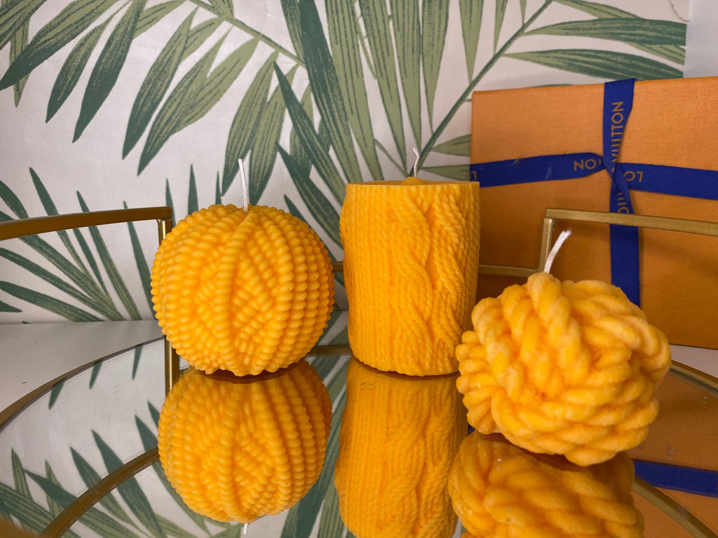 Knitted Bundle Package Three Scented Soy Candles - Nude Flame Candles