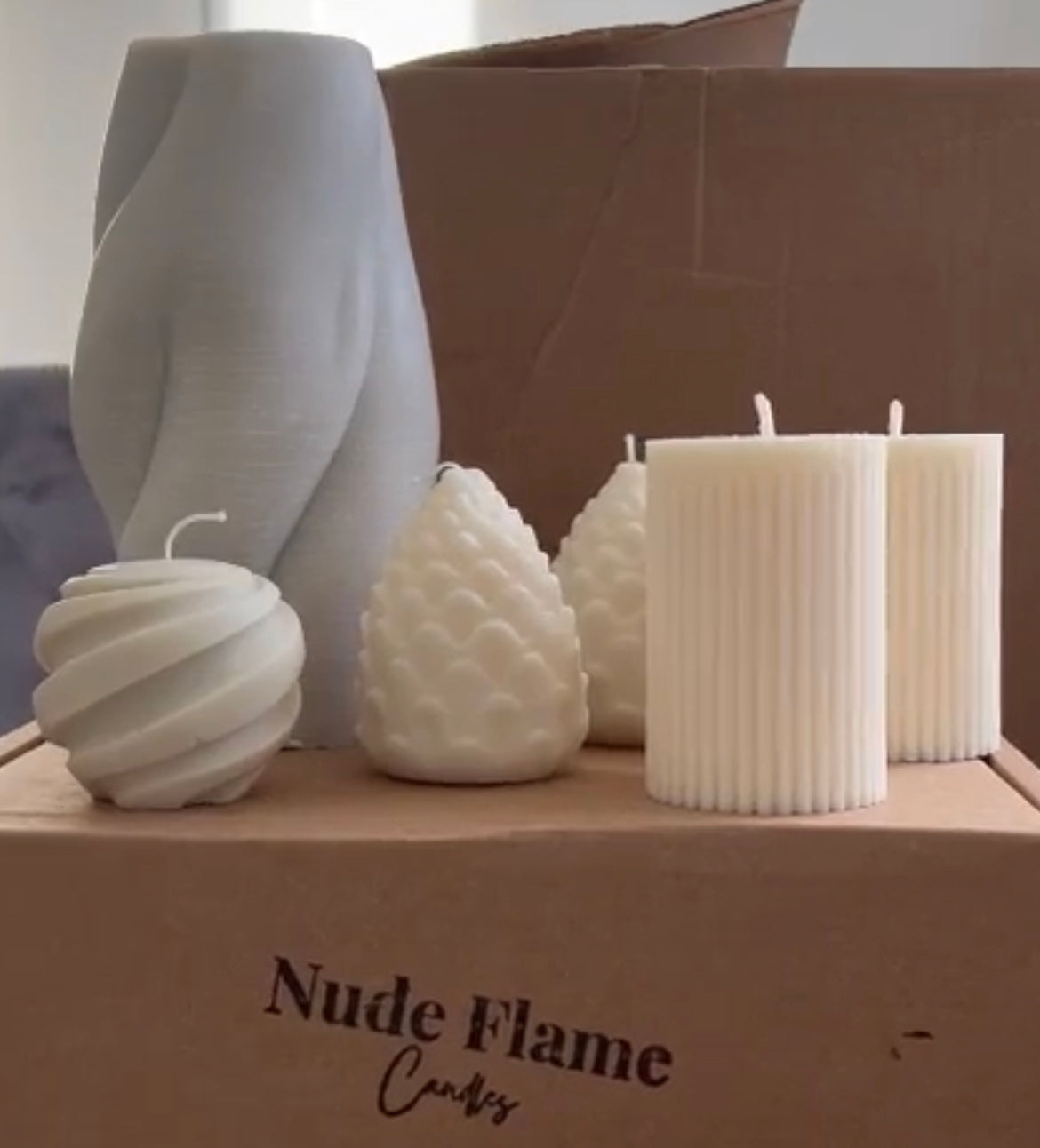 Swirl Circular Scented Soy Candles - Nude Flame Candles