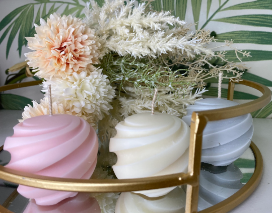 Swirl Circular Scented Soy Candles - Nude Flame Candles